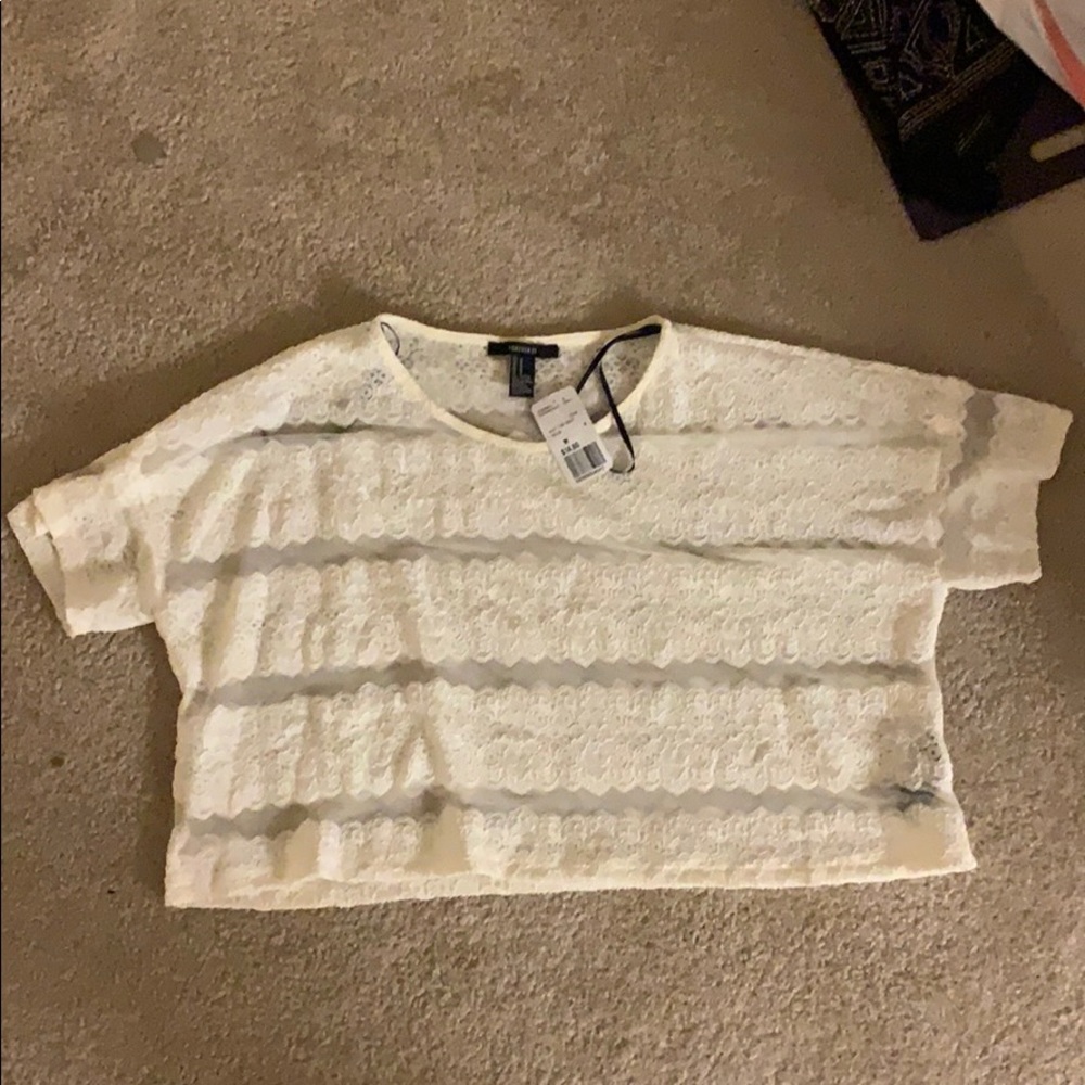 Forever 21 Cream knit short sleeve top